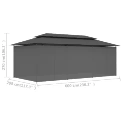 VidaXL Pavillon Mit Vorhängen 600x298x270 Cm Anthrazit -Deutschland Garten Zier Verkaufs-Shop 7346d03adad1f93703d9fd091c7e1ee8