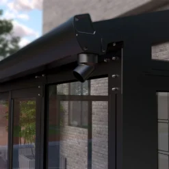 Juskys Wintergarten 12,5 M² - Mit Kristallklaren Wänden, Doppel-Schiebetüren & UV-Schutz – Wasserdicht & Winterfeste Überdachung Aus Aluminium - Grau -Deutschland Garten Zier Verkaufs-Shop 7437e64a2ca7662cce108124958f566c