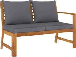VidaXL Gartenbank 114,5 Cm Mit Dunkelgrauem Kissen Massivholz Akazie