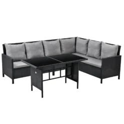 SVITA MADISON Polyrattan Lounge Gartenmöbel Rattan Set In Schwarz
