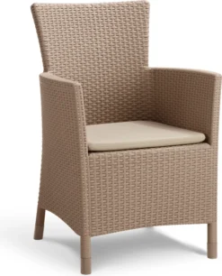 Geflechtsessel "Iowa", Wetterfester Gartensessel, Cappuccino