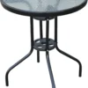 Outsunny Gartentisch Balkontisch Bistrotisch Glastisch Beistelltisch Metall+Sicherheitsglas ∅60xH70cm