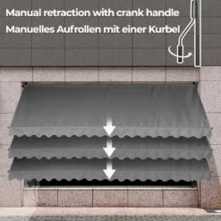 Jago® Klemmmarkise - 300/350/400x80cm, Höhenverstellbar, Kurbel, Wasserabweisend, UV-Schutz, Terrasse, Sonnenschutz, Farbwahl - Balkon, Sonnenmarkise, Terrassenmarkise (350 X 80 Cm, Anthrazit) -Deutschland Garten Zier Verkaufs-Shop 76fe6aef91913b2efed8b514966b8efa