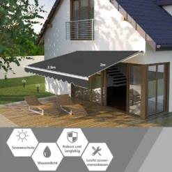 COSTWAY Markise Mit Kurbel Klemmmarkise Gelenkarmmarkise Sonnenmarkise Terrassenmarkise Sonnenschutz 250x200cm Grau -Deutschland Garten Zier Verkaufs-Shop 778fa4ffc0a4d4c9c94cb8b7afcfaf91