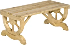 Outsunny Gartenbank Holz Wetterfest Sitzbank Gartenmöbel Rustikale Bank Natur 98 X 50 X 39,5 Cm