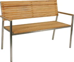 Garden Pleasure Bank DENVER 2-Sitzer Edelstahl 304 Gebürstet / Teak100% 304770
