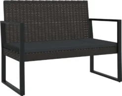 VidaXL Gartenbank Mit Kissen Schwarz 106 Cm Poly Rattan