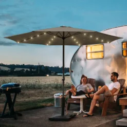 EINFEBEN 3.5m Sonnenschirm Mit LED Solar Marktschirm Mit Handkurbel UV40+ Outdoor-Schirm Terrassen,Grau -Deutschland Garten Zier Verkaufs-Shop 791f677ad2b8510064d2c757b5ed9a9d