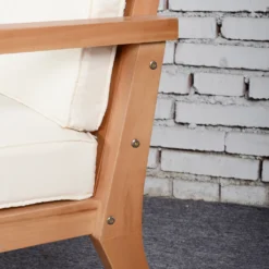 Outsunny 2er-Set Gartenstühle Mit Kissen Gartensessel Set Gartenstuhl Aus Pappelholz Gartenmöbel Holzstuhl Balkonstuhl Terrassenstuhl Braun+Beige 66 X 77,5 X 74,5 Cm -Deutschland Garten Zier Verkaufs-Shop 7a355c3af914aaab868f5f9bdebf3873