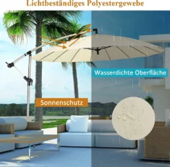 COSTWAY Ø300cm Sonnenschirm Ampelschirm Mit 16 Rippen & Kurbel Gartenschirm Inkl. Schirmständer Terrassenschirm Für Garten, Pool Oder Veranda -Deutschland Garten Zier Verkaufs-Shop 7a4b4d600f6eaa83375613590afa9d86