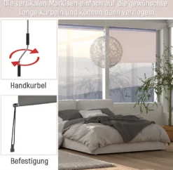 Outsunny Senkrechtmarkise Balkonmarkise Vertikalmarkise UV50+ Windschutz Seitenrollo Sichtschutz Mit Handkurbel Polyester+Aluminium Hellgrau 140 X 250 Cm -Deutschland Garten Zier Verkaufs-Shop 7ad4c74d15a5362f4172906b297cd1dc