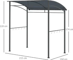 Outsunny Grillpavillon, Grillüberdachung, Regenschutz, UV-beständig, Wasserdicht, Mit Haken, Stahlrahmen, Polyester, Grau, 215 X 150 X 174/220 Cm -Deutschland Garten Zier Verkaufs-Shop 7b23dd17764a37bb7e8defc348cd1903