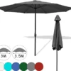 EINFEBEN 3.5m Sonnenschirm Gartenschirm Wasserabweisend Terrassenschirm UV40+ Mit Handkurbel Balkon Marktschirm,Grau,3.5m