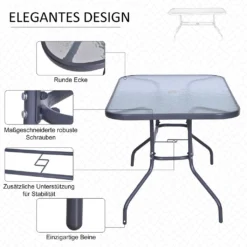 Outsunny Gartentisch Bistrotisch Balkontisch Garten Beistelltisch Bistrotisch Gartenmöbel Mit Glasplatte Schirmloch Hartglas + Metall Carbongrau 140 X 80 X 70 Cm -Deutschland Garten Zier Verkaufs-Shop 7bbdc7ed509f9ff8a7af0f18ccc62d74