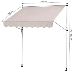 Outsunny Markise Klemmmarkise Sonnenschutz Faltarm Handkurbel Balkon Alu Beige 300 X 150cm -Deutschland Garten Zier Verkaufs-Shop 7bf854cdae32eb48860a49d615146d88