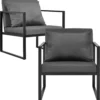 [casa.pro]® 2x Gartenstuhl Gartensessel Schwarz/Dunkelgrau Outdoor Garten Lounge Sessel 70 X 60 X 60 Cm
