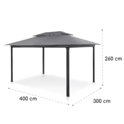 Blumfeldt Grandezza Cortina Gartenpavillon, 4 Seitenteile Mit Rollmechanismus, Pulverbeschichteter Stahl, Dach Mit Wasserabweisender Beschichtung, Rostfrei, überdachte Fläche: 3 X 4 M, Dunkelgrau -Deutschland Garten Zier Verkaufs-Shop 7c47998b9192b018176a71b3d5b626b8