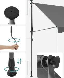 SONGMICS Balkonmarkise, 300 Cm, Alu-Klemmmarkise, 280 G/m² Polyester, Höhenverstellbar, Sonnenmarkise, Mit Handkurbel, Sonnenschutz, Für Balkon, Terrasse, Garten, Anthrazit GSA313G02 -Deutschland Garten Zier Verkaufs-Shop 7ccdb52a61bb30bd6f88f527948382ad