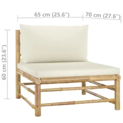 VidaXL Garten-Mittelsofa Mit Kissen Cremeweiß Bambus -Deutschland Garten Zier Verkaufs-Shop 7cff166439473358d5d55d2f00410ae3