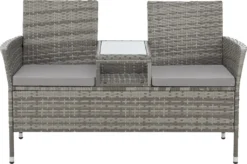 SVITA CHICAGO Rattan-Bank Garten-Bank Lounge Sitzecke Grau -Deutschland Garten Zier Verkaufs-Shop 7d83e932d13493a49b56aedf8a5ec5e7