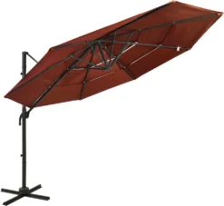 VidaXL Sonnenschirm Mit Aluminium-Mast 4-lagig Terrakottarot 3x3 M