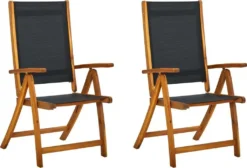 VidaXL Gartenstühle 2 Stk. Akazie Massivholz Und Textilene