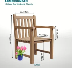 KMH® TEAK Sessel *Classic* -Deutschland Garten Zier Verkaufs-Shop 7efc34c07769d7ff83f0c495ea512a5b