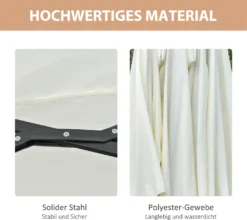 Outsunny Sonnenschirm Mit LED Solar 4,5m Doppelsonnenschirm Gartenschirm Marktschirm Terrassenschirm Oval Schwarz+Cremeweiß -Deutschland Garten Zier Verkaufs-Shop 7f0e00bfa7af85f263fa7fd0dff03b7a