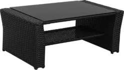 MeXo Gartenmöbel Set Lounge Set Polyrattan Lounges 4-teile Für 3-4 Personen Garten & Balkon Sitzmöbel-Set Schwarz -Deutschland Garten Zier Verkaufs-Shop 7feb0cb709319f41ac2531f2b8d95063