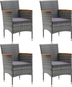 VidaXL Garten-Essstühle 4 Stk. Poly Rattan Grau