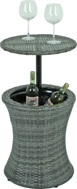 Garden Pleasure Tisch MUMBAI Mit Getränkekühler Ø45cm Stahl Und Kunststoff Grau - Sommerparty Im Garten