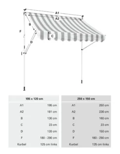 Gardinia Klemm-Markise Föhr Beige-weiß 250 X 150 Cm -Deutschland Garten Zier Verkaufs-Shop 816e09fb7796f88f969a661a6aabdcbf