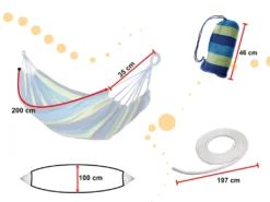IKONKA Hängematte Für Eine Person 200x100 Verstärkt Blau + Montagesatz -Deutschland Garten Zier Verkaufs-Shop 81752f792df33f1576e5fbabaaa104e7