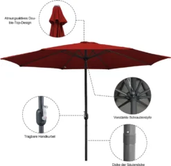 Wolketon Sonnenschirm 3.5m 3m Wasserabweisend Garten UV30+ Terrassen Mit Handkurbel -Deutschland Garten Zier Verkaufs-Shop 818fa0e37876b1aad89fcfd73bc9173b