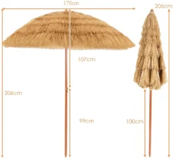 COSTWAY 200cm Sonnenschirm Reisstroh Strandschirm Neigbar Alu Gartenschirm Terrassenschirm Für Garten Strand & Outdoor -Deutschland Garten Zier Verkaufs-Shop 81a2b97289a811c664f7dec6f10de2a0