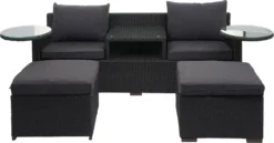 Poly-Rattan Garnitur HWC-J38, Garten-/Lounge-Set Sitzgruppe, Spun Poly Halbrundes Rattan Anthrazit, Kissen Dunkelgrau -Deutschland Garten Zier Verkaufs-Shop 8275824deb56814e29b2aad11e88bee7