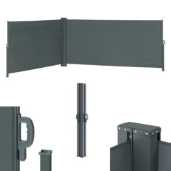 Doppel Seitenmarkise Sichtschutz 160x600cm Sonnenschutz Seitenrollo Eck Markise Anthrazit -Deutschland Garten Zier Verkaufs-Shop 82da2deeff45f26198d135d3083ace32