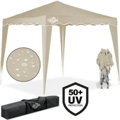 Faltpavillon 3x3 M + 4 Seitenwände Mit Seitenfenster, Farbe:creme -Deutschland Garten Zier Verkaufs-Shop 8318663d851a354cb62944323ca85a20