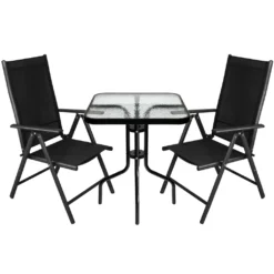Wohaga Bistrotisch 60x60cm Mit Geriffelter Glasplatte - Schwarz -Deutschland Garten Zier Verkaufs-Shop 83add72584d4abfac87e121a42284fca