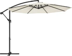 SONGMICS Sonnenschirm, Ø 300 Cm, Mit Ständer, Sonnenschutz UV-Schutz Bis UPF 50+, Mit Kurbel Zum Öffnen Und Schließen, Beige GPU116M01 -Deutschland Garten Zier Verkaufs-Shop 86138064323a62144296be6c716c5117