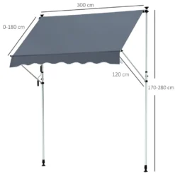 Outsunny Markise Klemmmarkise Sonnenschutz Faltarm Handkurbel Balkon Alu Cremeweiß 3x1,2cm -Deutschland Garten Zier Verkaufs-Shop 8649d07fba28859231726c606391aa76