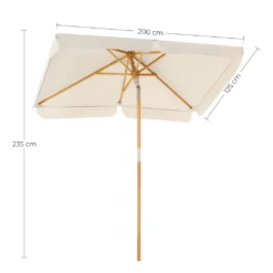 SONGMICS Sonnenschirm Für Den Balkon, 200 X 125 Cm, Rechteckiger Balkonschirm, Sonnenschutz, Schirmmast, Schirmrippen Aus Holz, Knickbar, Ohne Ständer, Garten, Outdoor, Beige GPU26BE -Deutschland Garten Zier Verkaufs-Shop 869116c4c4e22a010d7bbed05ca88a8a