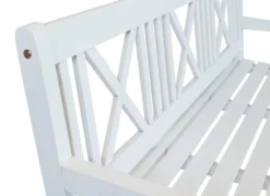 Garden Pleasure Gartenbank Bank MALMÖ 3-Sitzer B 154 X T 59 X H 89 Cm, Bank Aus Weiß Lackiertem Eukalyptus-Holz -Deutschland Garten Zier Verkaufs-Shop 86b721bb871a997f3f4a1df473604a65