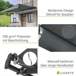 Juskys Markise 350 X 300 Cm - Beschattung Terrasse & Balkon - Gelenkarmmarkise Mit Kurbel & Halterung - Sonnenschutz Balkonmarkise Gelenkmarkise Grau -Deutschland Garten Zier Verkaufs-Shop 86d1bf8e56c9f9a95736fab1696bdf06