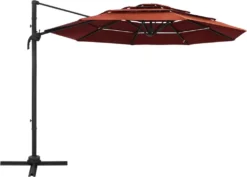 VidaXL Sonnenschirm Mit Aluminium-Mast 4-lagig Terrakottarot 3x3 M -Deutschland Garten Zier Verkaufs-Shop 8766987e097320560bd36cdf53b6c6ba