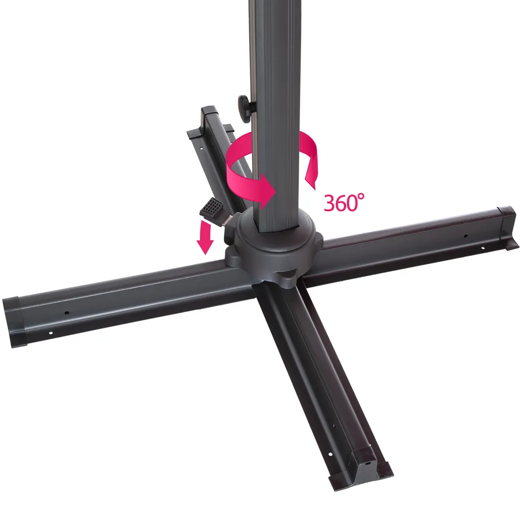 Tectake Sonnenschirm Ampelschirm 424cm Mit Fußpedal - Grau 5 Tectake Sonnenschirm Ampelschirm 424cm Mit Fußpedal - Grau – Bild 5