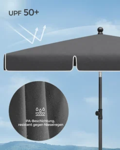 SONGMICS Sonnenschirm 200 X 125 Cm, UPF 50+, Sonnenschutz, Beidseitig Um 30° Knickbar, Höhenverstellbar, Mit Aufbewahrungstasche, Grau GPU25GY -Deutschland Garten Zier Verkaufs-Shop 883ac671ad9eeaed0295f2e7c04b987a