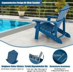 COSTWAY Adirondack Stuhl Mit Getränkehalter, Wetterfester Gartenstuhl, Gartensessel Aus Kunststoff, Outdoor-Stuhl Für Garten, Terrasse, 170 Kg Tragfähigkeit (Navy) -Deutschland Garten Zier Verkaufs-Shop 88bbe5add8fc57ce759fe74df1ce33be