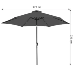 Kingsleeve Sonnenschirm LED Beleuchtung 270 Cm Groß Rund Solar Alu Knickbar Stabil Marktschirm Gartenschirm Terrassenschirm Garten Terrasse Balkon, Farbe:anthrazit -Deutschland Garten Zier Verkaufs-Shop 88d8e805ab18ef60d284d4e0648cef6a