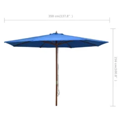 VidaXL Sonnenschirm Mit Holzmast 350 Cm Blau -Deutschland Garten Zier Verkaufs-Shop 890c51718e794299d17145676516217a